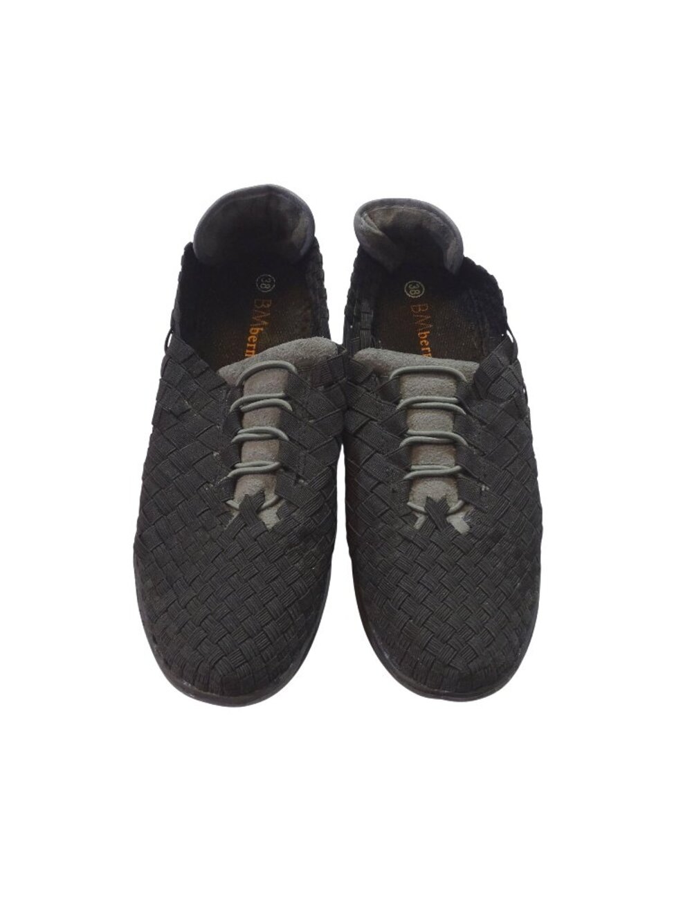 Bernie Mev Victoria Slip-On Black Woven Flats Shoes Size 38 US 7 Comfort Stretch